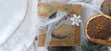 Pflanzenölseife Zimtäpfelchenduft verpackt im Schächtelchen