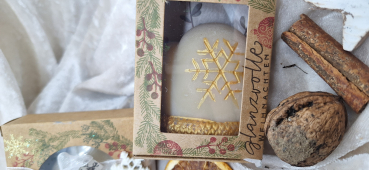 Pflanzenölseife Zimtäpfelchenduft verpackt im Schächtelchen