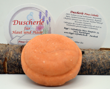 "Duscherle" PINA COLADA - Festes Shampoo und Duschgel in Einem, 70 Gr., mit Dose, speziell für unterwegs