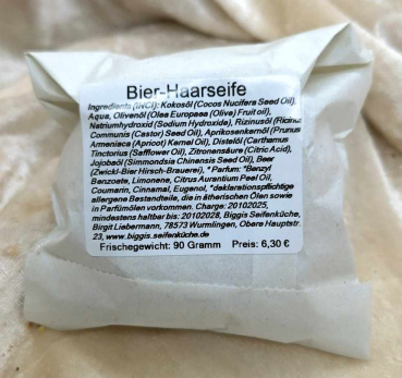Bier-Haarseife - palmöl- und plastikfrei - vegan - für normales Haar