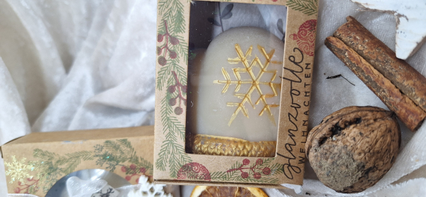 Pflanzenölseife Zimtäpfelchenduft verpackt im Schächtelchen