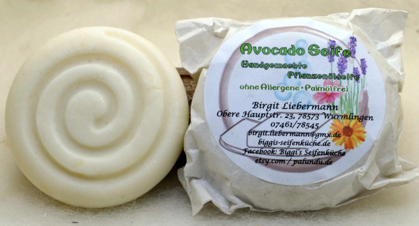 Avocado-Seife - 80 Gr., Handgemachte Pflanzenölseife mit Sheabutter - vegan - palmölfrei