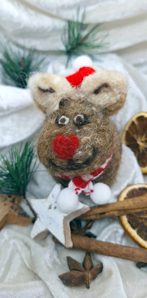 Filzseife aus Pflanzenölen, Motiv Elch, sitzend