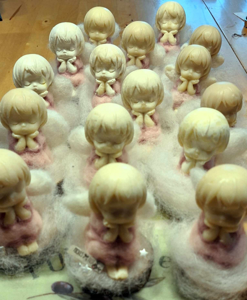 Pflanzenölseife, weihnachtliches Motiv Engelchen, umfilzt